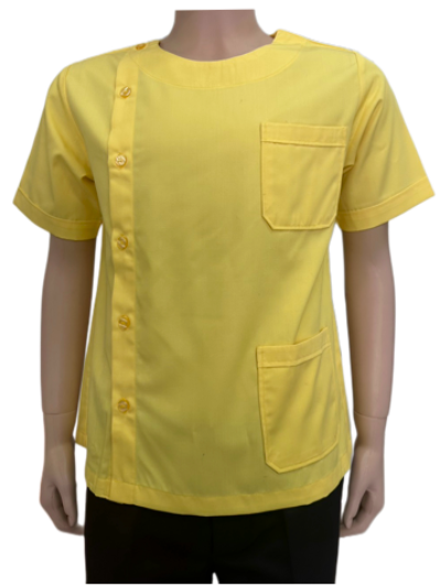 เสื้อกาวน์สั้น ชาย คอกลม สีเหลือง IN STOCK