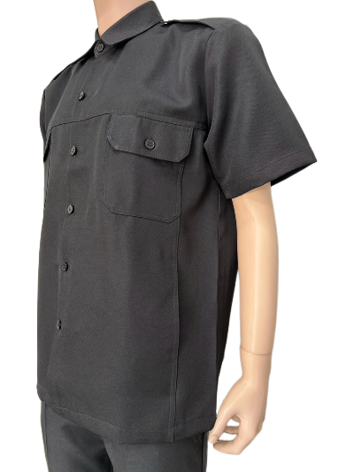 เสื้อซาฟารีสีดำ มีอินธนู กระเป๋าปะ 2 ข้าง IN STOCK