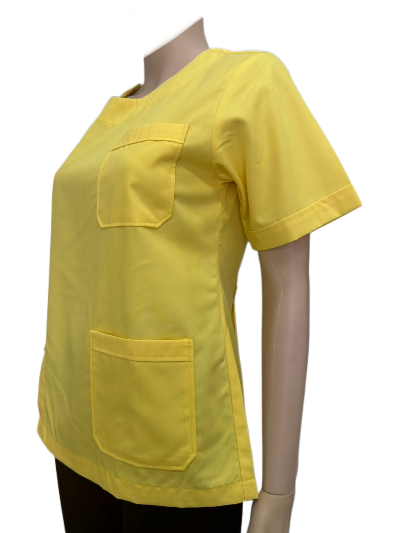 เสื้อกาวน์สั้น หญิง คอกลม สีเหลือง IN STOCK