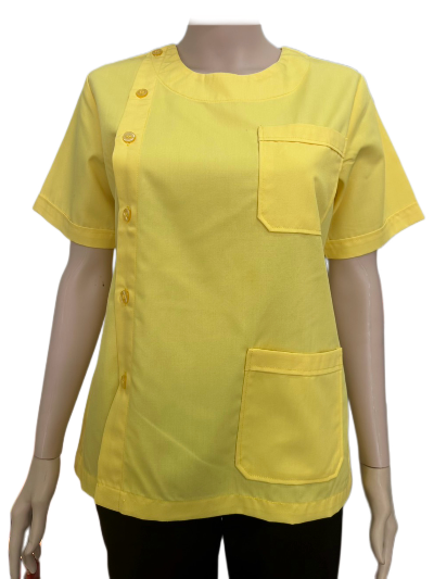 เสื้อกาวน์สั้น หญิง คอกลม สีเหลือง IN STOCK