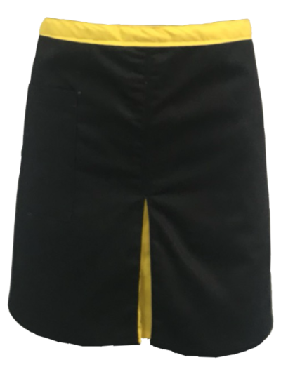 ผ้ากันเปื้อนครึ่งตัวสั้น สีดำ คลิปเหลือง IN STOCK