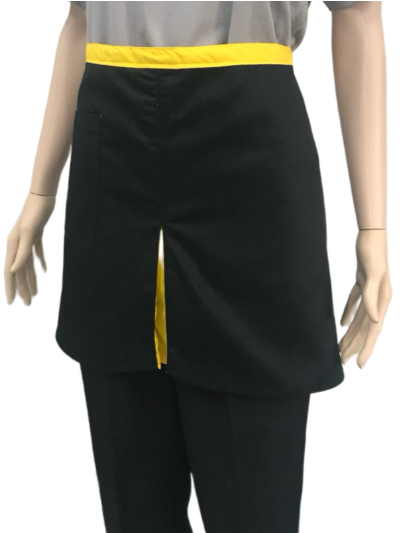 ผ้ากันเปื้อนครึ่งตัวสั้น สีดำ คลิปเหลือง IN STOCK
