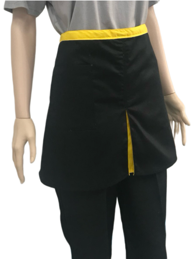 ผ้ากันเปื้อนครึ่งตัวสั้น สีดำ คลิปเหลือง IN STOCK