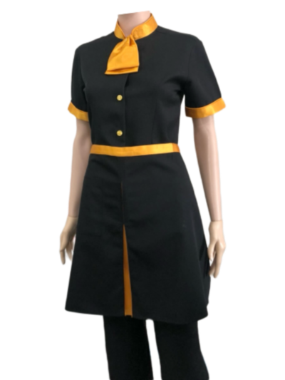 ผ้ากันเปื้อนครึ่งตัวสั้น สีดำ คลิปเหลืองทอง IN STOCK ผ้ากันเปื้อนครึ่งตัวสั้น สีดำ คลิปเหลืองทอง IN STOCK