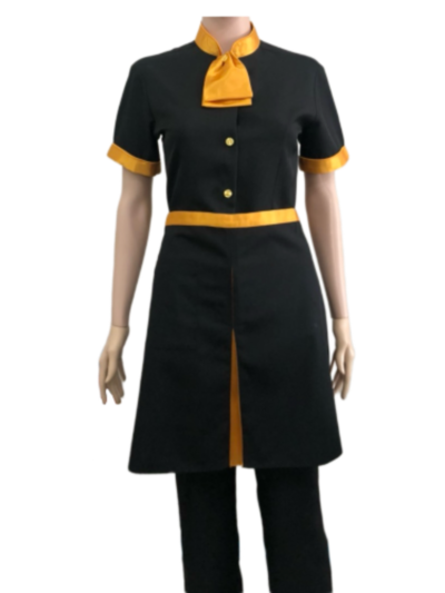 ผ้ากันเปื้อนครึ่งตัวสั้น สีดำ คลิปเหลืองทอง IN STOCK ผ้ากันเปื้อนครึ่งตัวสั้น สีดำ คลิปเหลืองทอง IN STOCK