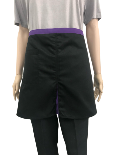 ผ้ากันเปื้อนครึ่งตัวสั้น สีดำ คลิปม่วง IN STOCK ผ้ากันเปื้อนครึ่งตัวสั้น สีดำ คลิปม่วง IN STOCK