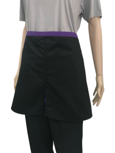 ผ้ากันเปื้อนครึ่งตัวสั้น สีดำ คลิปม่วง IN STOCK ผ้ากันเปื้อนครึ่งตัวสั้น สีดำ คลิปม่วง IN STOCK