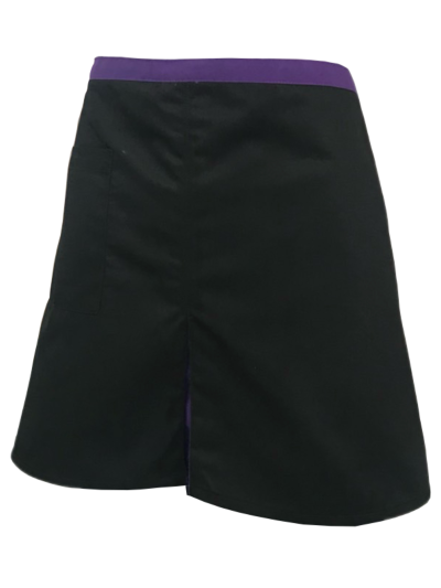 ผ้ากันเปื้อนครึ่งตัวสั้น สีดำ คลิปม่วง IN STOCK ผ้ากันเปื้อนครึ่งตัวสั้น สีดำ คลิปม่วง IN STOCK