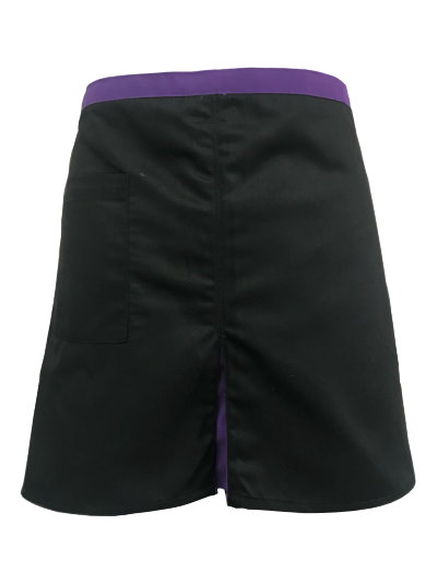 ผ้ากันเปื้อนครึ่งตัวสั้น สีดำ คลิปม่วง IN STOCK ผ้ากันเปื้อนครึ่งตัวสั้น สีดำ คลิปม่วง IN STOCK