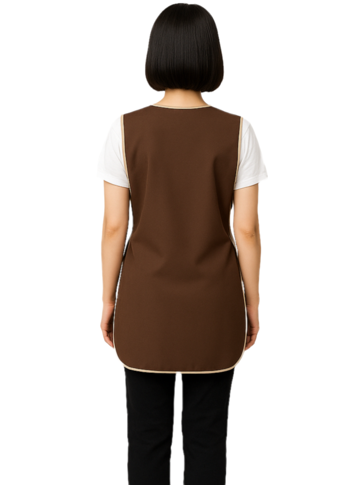 ผ้ากันเปื้อนแบบเอี๊ยม สีน้ำตาล กุ๊นครีม IN STOCK ผ้ากันเปื้อนแบบเอี๊ยม สีน้ำตาล กุ๊นครีม IN STOCK