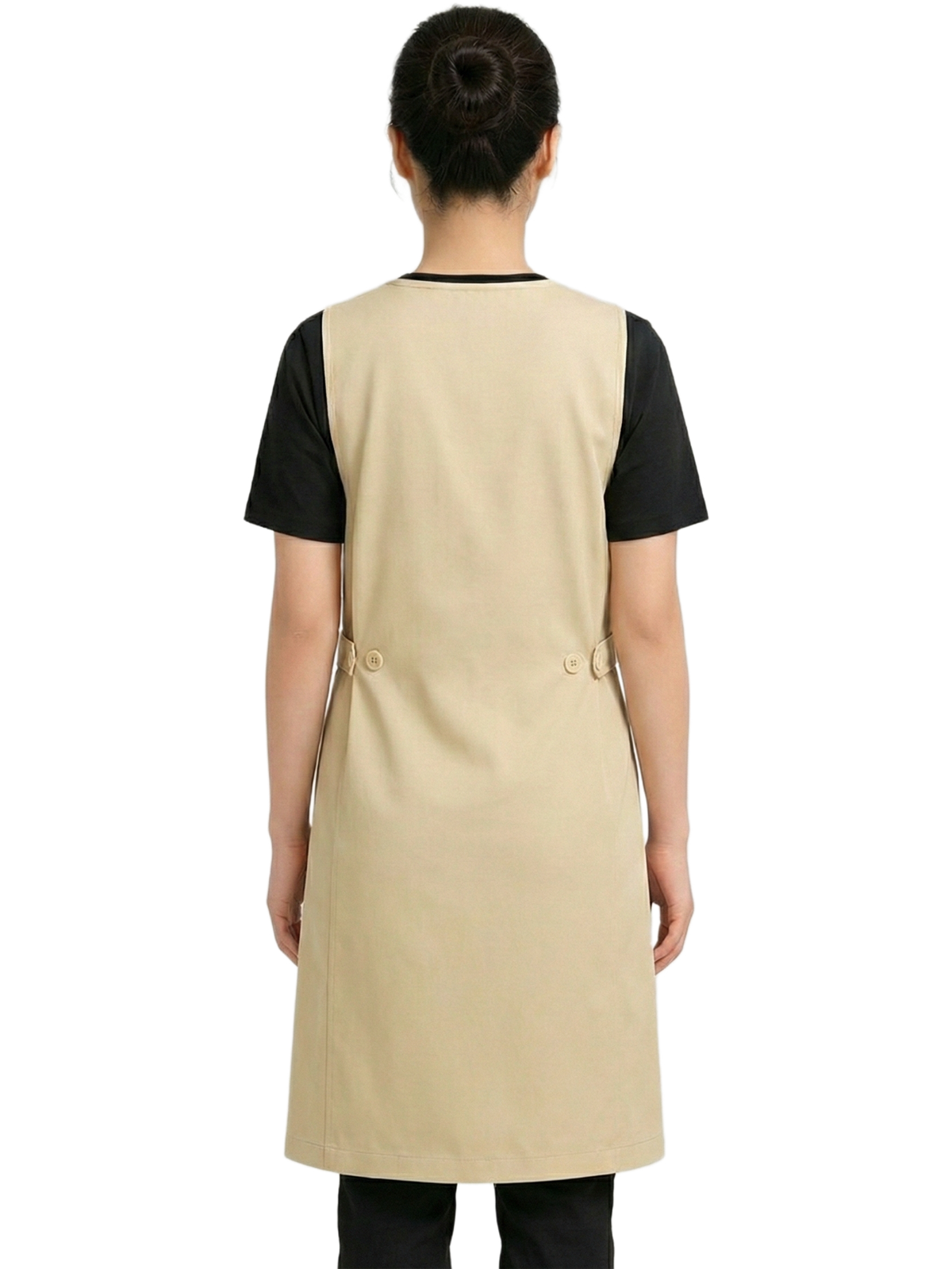 เอี๊ยมกันเปื้อนสีครีม ติดกระดุมข้าง IN STOCK