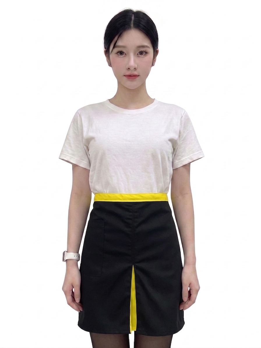 ผ้ากันเปื้อนครึ่งตัวสั้น สีดำ คลิปเหลือง IN STOCK