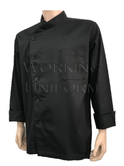 เสื้อกุ๊กเสื้อเชฟ เสื้อพ่อครัวสีดำ คอป้าย IN STOCK