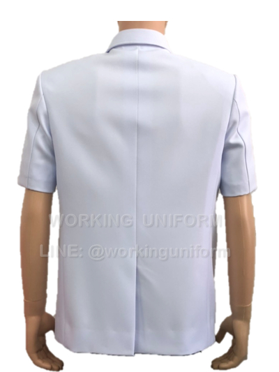 เสื้อซาฟารีสูทแขนสั้น สีขาว ซับบในทั้งตัว IN STOCK