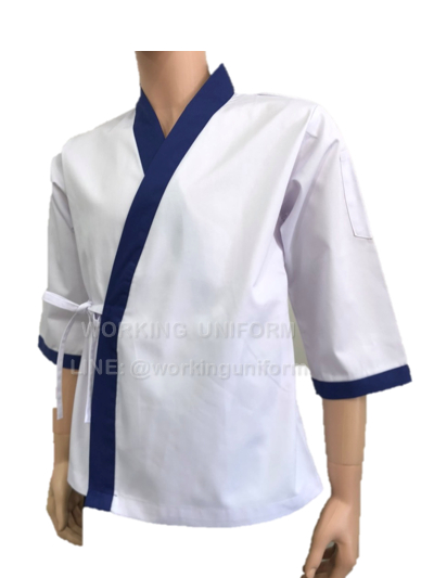 เสื้อกุ๊กญี่ปุ่น สีขาวแต่งนำเงิน